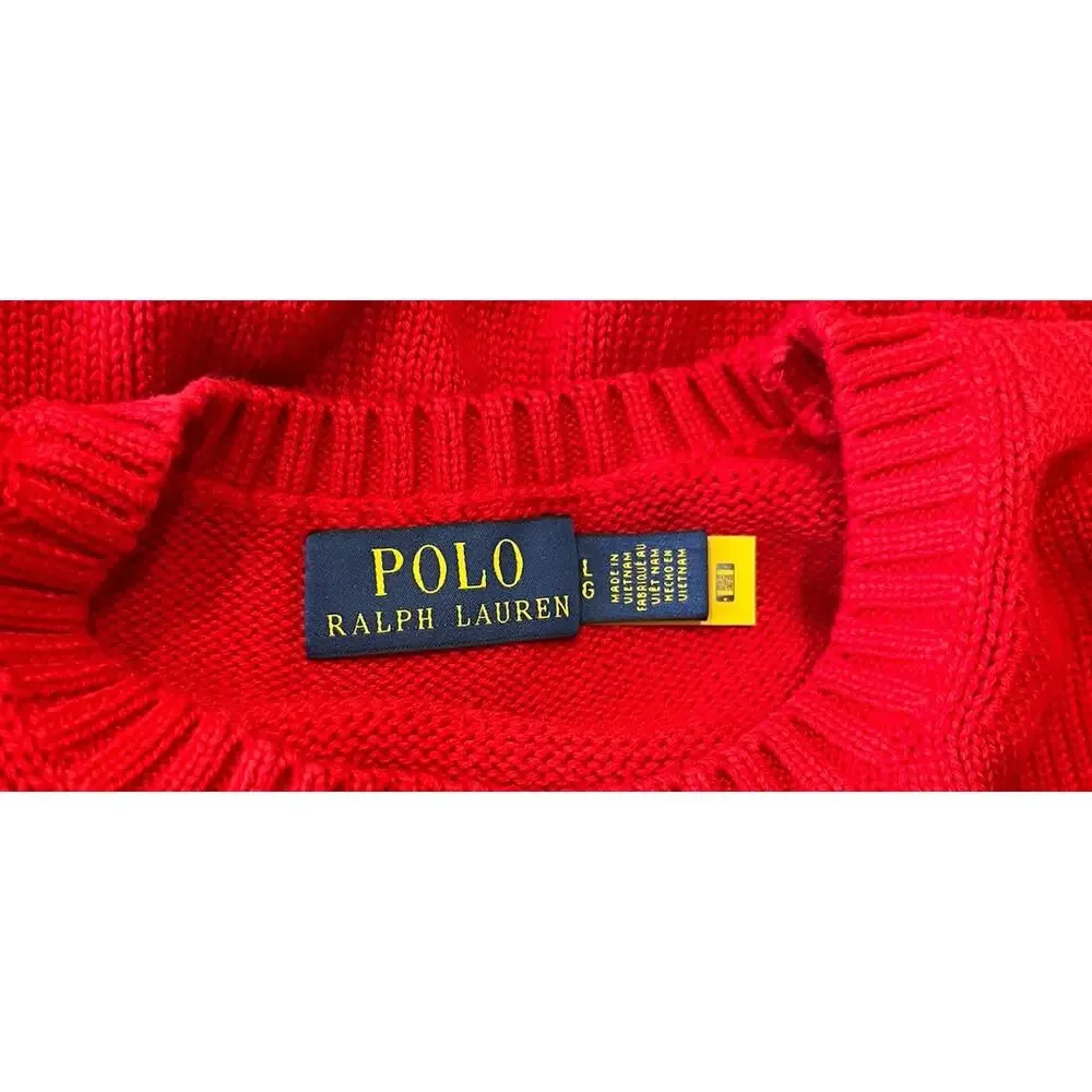 Ralph Lauren Red Crewneck Sweater with Blue Pony